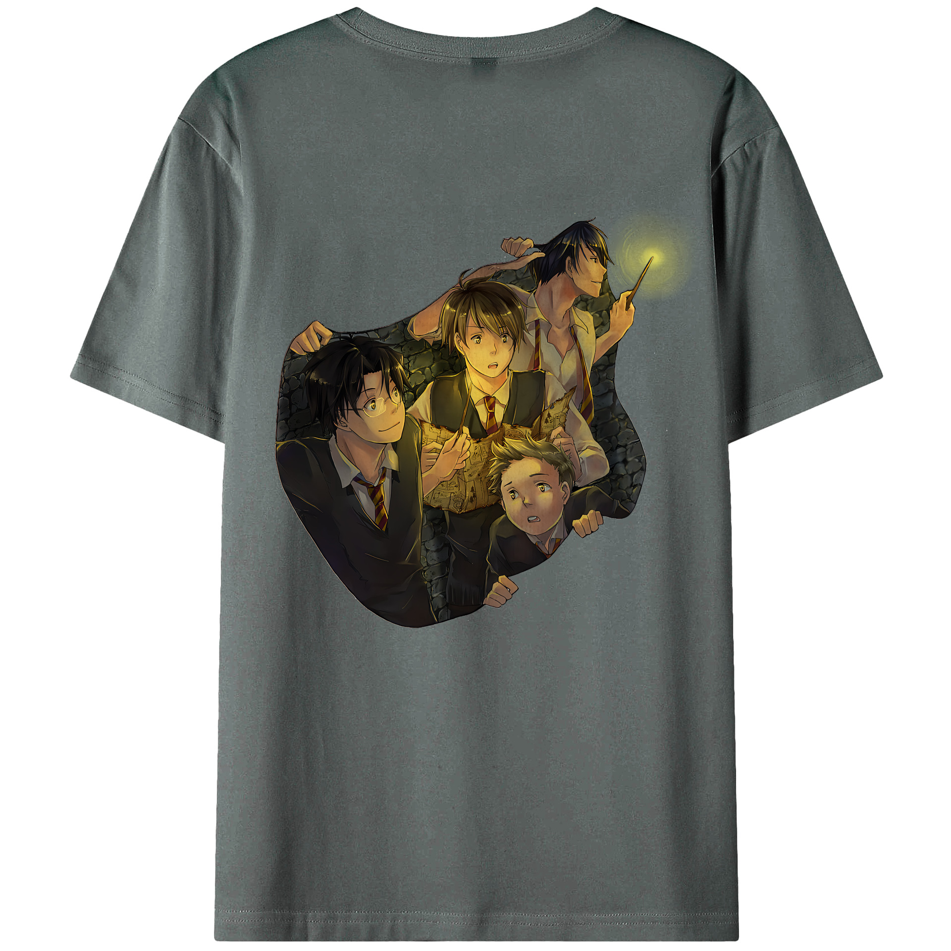 （画像用） Harry Potter ハリー・ポッターシリーズ 綿100％ メンズ半袖Tシャツ（バックプリント） 通気性